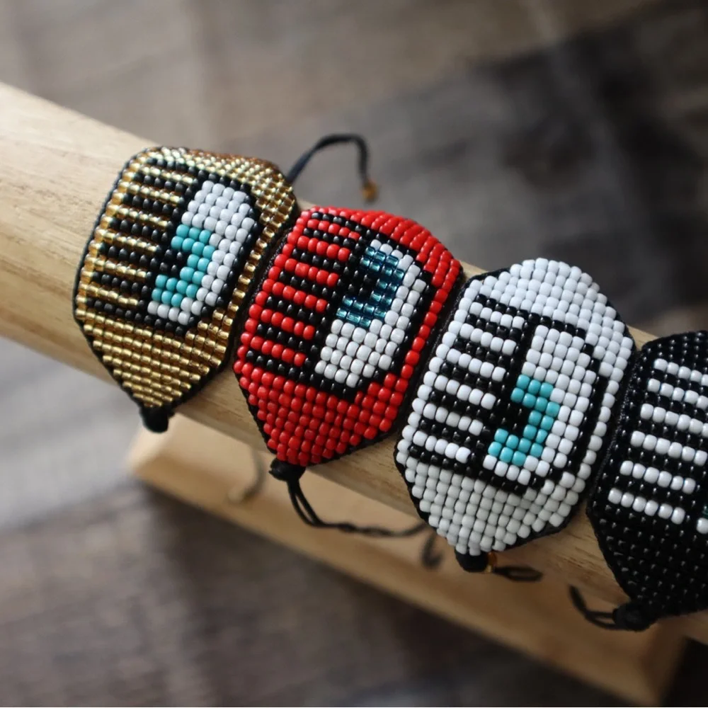 White Evil Eye Miyuki Seed Bead Bracelet